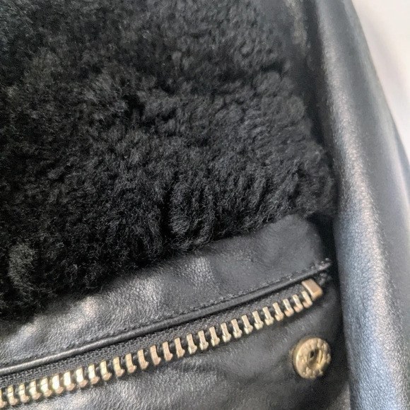 Badgley Mischka Shearling Leather Jacket in Black size XS - Picture 5 of 8